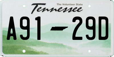 TN license plate A9129D