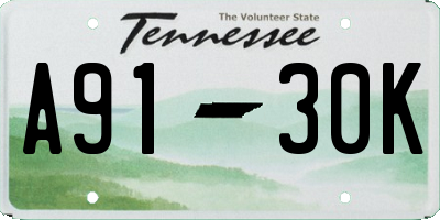 TN license plate A9130K