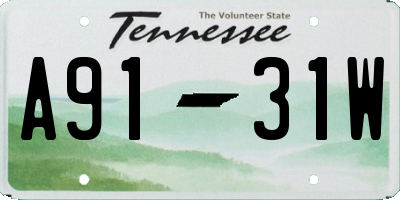 TN license plate A9131W