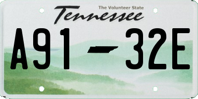 TN license plate A9132E