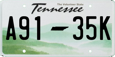 TN license plate A9135K