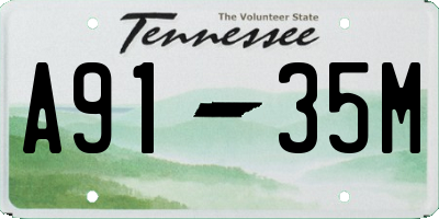 TN license plate A9135M