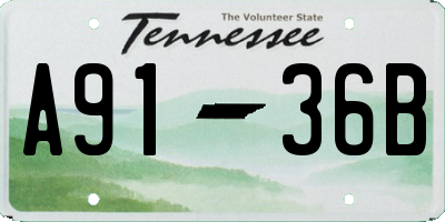 TN license plate A9136B