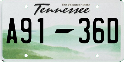 TN license plate A9136D