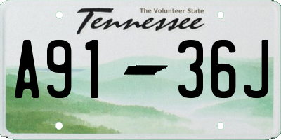 TN license plate A9136J