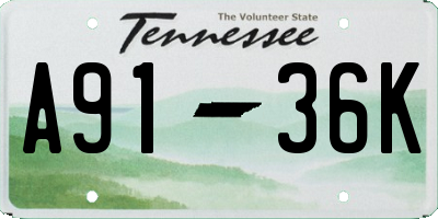 TN license plate A9136K