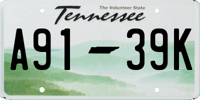 TN license plate A9139K