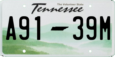 TN license plate A9139M