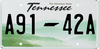 TN license plate A9142A