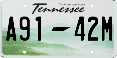 TN license plate A9142M