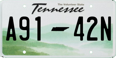 TN license plate A9142N
