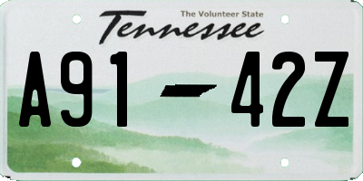 TN license plate A9142Z