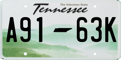 TN license plate A9163K
