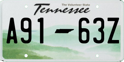 TN license plate A9163Z