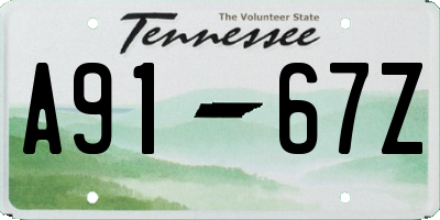 TN license plate A9167Z