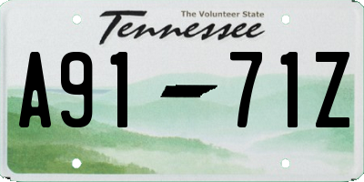 TN license plate A9171Z