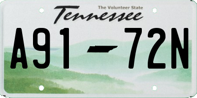TN license plate A9172N