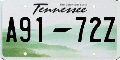 TN license plate A9172Z