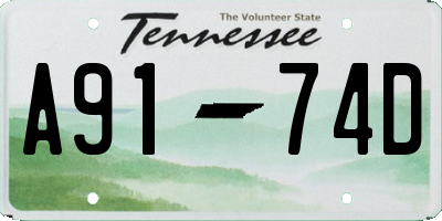 TN license plate A9174D