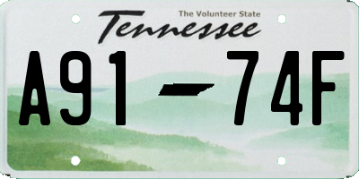 TN license plate A9174F