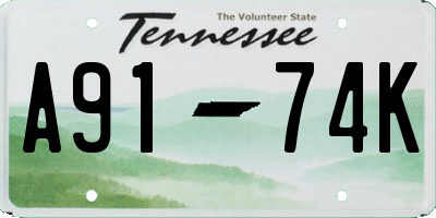 TN license plate A9174K