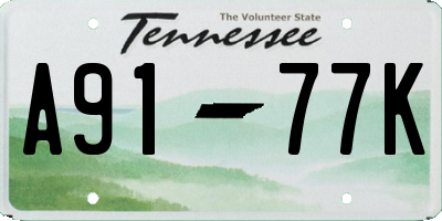 TN license plate A9177K