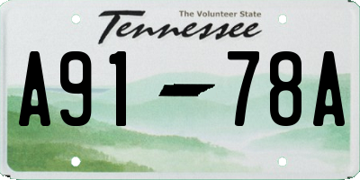 TN license plate A9178A