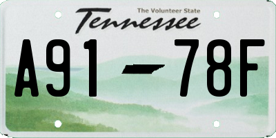 TN license plate A9178F
