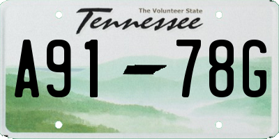 TN license plate A9178G