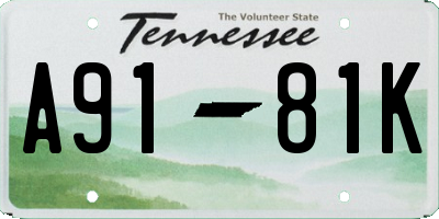 TN license plate A9181K