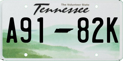 TN license plate A9182K