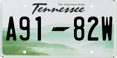 TN license plate A9182W