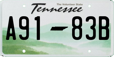 TN license plate A9183B