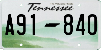 TN license plate A9184O