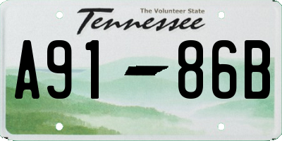 TN license plate A9186B