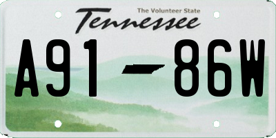 TN license plate A9186W