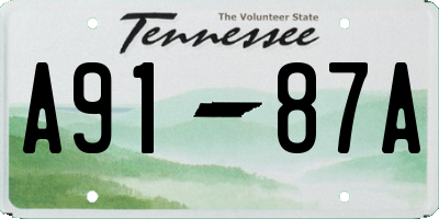 TN license plate A9187A