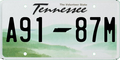 TN license plate A9187M