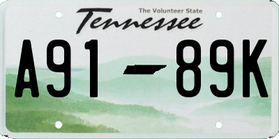 TN license plate A9189K