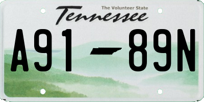 TN license plate A9189N