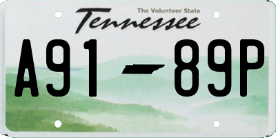 TN license plate A9189P