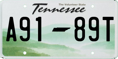 TN license plate A9189T