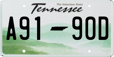 TN license plate A9190D