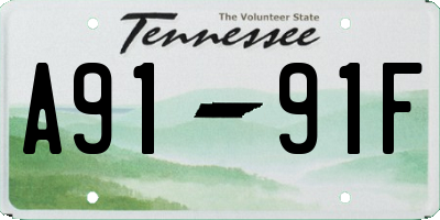 TN license plate A9191F