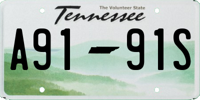 TN license plate A9191S