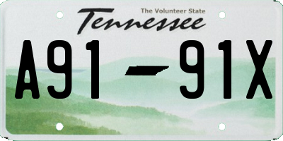TN license plate A9191X