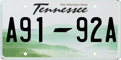 TN license plate A9192A