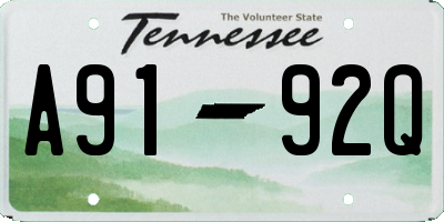 TN license plate A9192Q