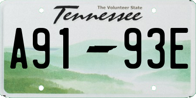 TN license plate A9193E