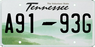 TN license plate A9193G